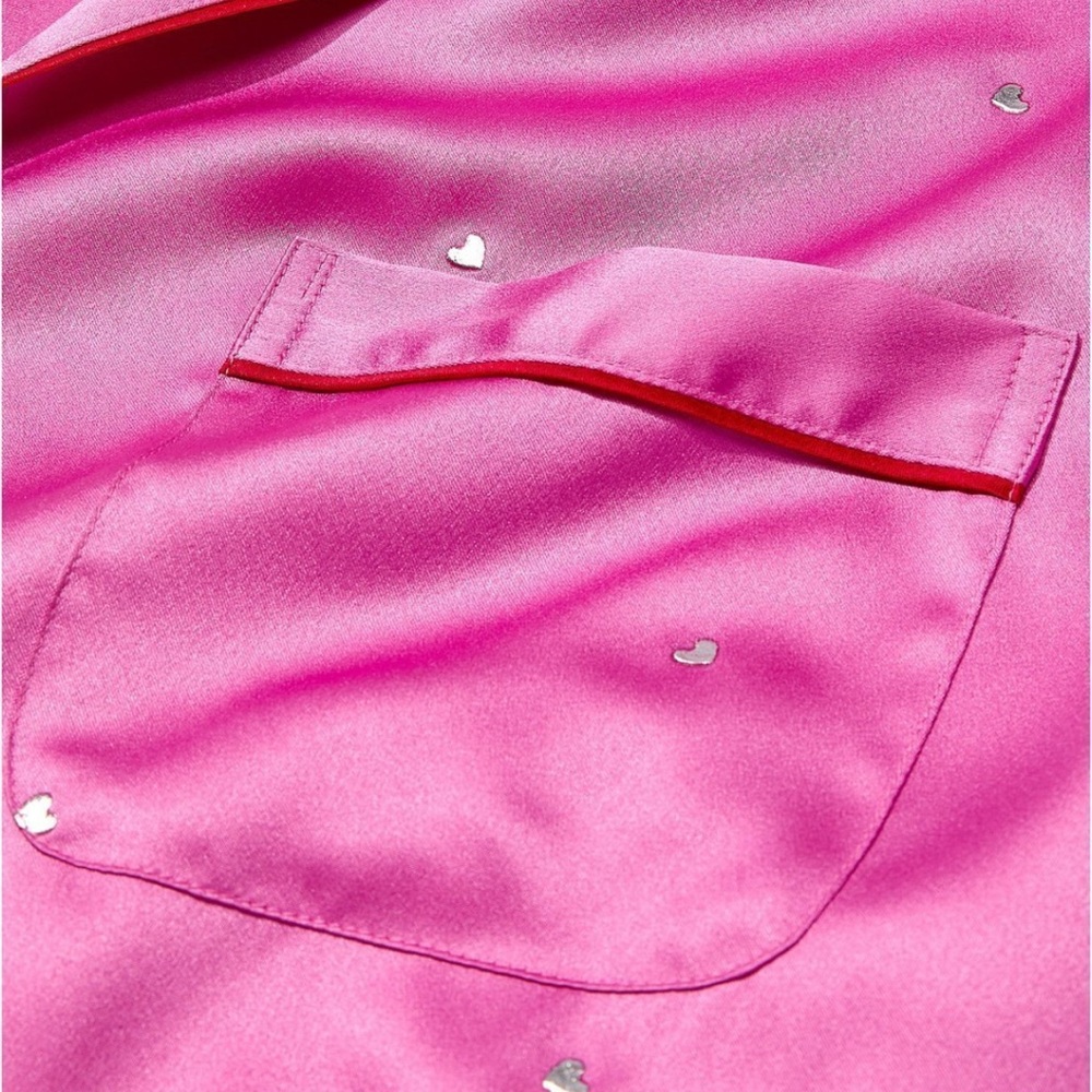 NEW X-LARGE VICTORIA'S SECRET Glazed Satin Dew Drop Heart Pajama Set - Picture 3 of 7